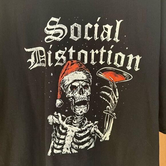 Social Distortion Christmas Martini Skeleton Band Shirt Men’s 3X Black Punk - Picture 2 of 4